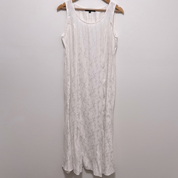 VINTAGE Made in USA Violet Kay White Floral Maxi Dress slip dress Size Medium - Picture 4 of 11